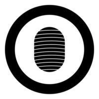 fingeravtrycksikonen svart färg i cirkel vektor
