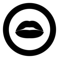 Lippenstift oder Lippen Symbol schwarze Farbe im Kreis vektor