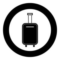 Gepäcktasche schwarzes Symbol im Kreis Vektor-Illustration isoliert. vektor