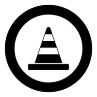vägkon ikonen svart färg i cirkel vektor