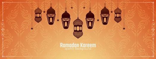 ramadan kareem islamisches traditionelles festivalfahnendesign vektor