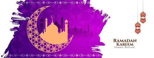 religiöses ramadan kareem islamisches fest grußbanner mit moschee vektor