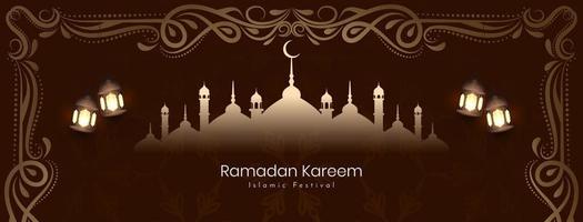 ramadan kareem islamisches traditionelles festivalfahnendesign vektor