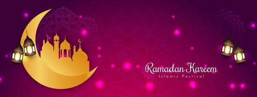 ramadan kareem islamisches fest grußbanner mit moschee vektor