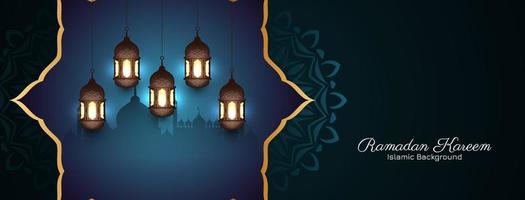 ramadan kareem islamisk festival hälsning banner med moské vektor