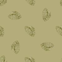 monstera leaf seamless pattern.vintage tropisk gren i gravyr stil. vektor