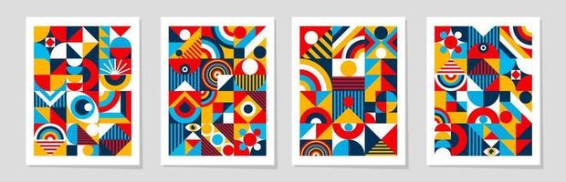 abstraktes bauhaus-poster-set minimaler geometrischer stil der 20er jahre vektor