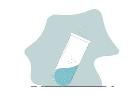 graduierte reagenzgläser, becher und flaschen gefüllt mit verschiedenfarbigen flüssigen illustrationen. Ausrüstung zum Sammeln von Chemietests. vektor