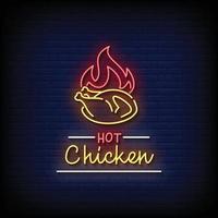 Hot Chicken Neonzeichen Stil Textvektor vektor