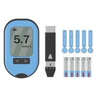 ikoner som med blodsockermätare insulin penna spruta isolerade vektorillustration vektor