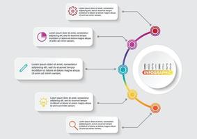 Timeline-Infografik-Designvektor- und Marketingsymbole können für Workflow-Layout, Diagramm, Jahresbericht, Webdesign verwendet werden. Geschäftskonzept mit 5 Optionen, Schritten oder Prozessen. vektor