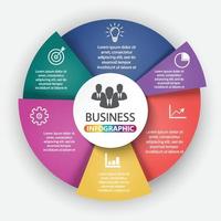 Vektor-Infografik. vorlage für diagramm, grafik, präsentation und diagramm. Geschäftskonzept mit 6 Optionen, Teilen, Schritten oder Prozessen. vektor