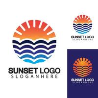 Sonnenuntergang Strand Logo Symbol Vektor Illustration Design-Vorlage.