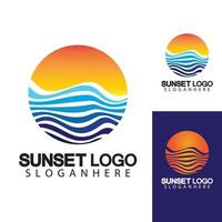 Sonnenuntergang Strand Logo Symbol Vektor Illustration Design-Vorlage.