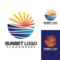 solnedgång beach logo symbol vektor illustration formgivningsmall.