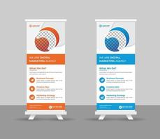 Business-Roll-Up-Banner-Stand-Template-Design, moderne tragbare Ständer Corporate-Roll-Up-Banner-Layout, Pull-Up, Vektorillustration, Business-Flyer, Broschüre, Firmenbanner vektor