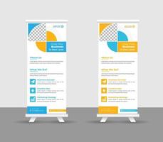 Business-Roll-Up-Banner-Stand-Template-Design, moderne tragbare Ständer Corporate-Roll-Up-Banner-Layout, Pull-Up, Vektorillustration, Business-Flyer, Broschüre, Firmenbanner vektor