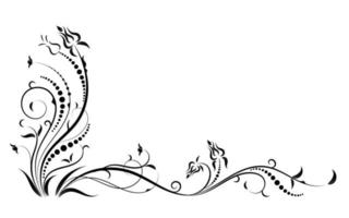 florales Elementdesign, luxuriöser dekorativer Grafikelementrand, wirbelnde Blumen, dekoratives Design des Laubwirbels für Seitendekorationskarten, Hochzeit, Banner, Logos, Rahmen, Etiketten, Cafés, Boutiquen vektor