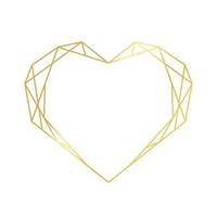 gyllene geometrisk hjärtkant. lyxig polygonal ram för dekoration alla hjärtans dag, bröllopsinbjudningar, gratulationskort. vektor illustration isolerad på vit bakgrund