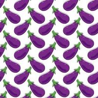 aubergine seamless mönster på vit bakgrund. ekologiska grönsaker vektorillustration. oändligt repeterbart tryck. vektor