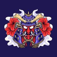 japansk röd oni samurai vektorillustration vektor