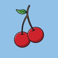 Kirschfrucht-Cartoon-Vektor-Symbol-Illustration. Lebensmittel-Icon-Konzept isolierter Premium-Vektor. vektor