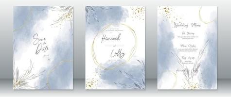 Hochzeitseinladungskarte blauer Aquarellhintergrund