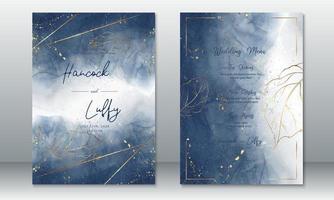 Hochzeitseinladungskarte Vorlage blauer Hintergrund