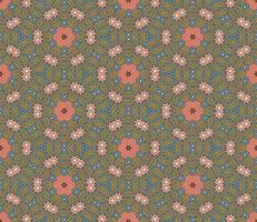 nahtloses muster der geometrischen blume des abstrakten bunten gekritzels. Blumenhintergrund. Kaleidoskop-Mosaik, Geo-Fliese aus dünner Linienverzierung. vektor