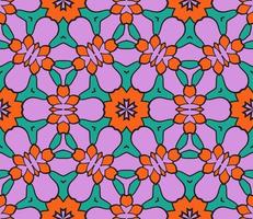 nahtloses muster der geometrischen blume des abstrakten bunten gekritzels. Blumenhintergrund. Kaleidoskop-Mosaik, Geo-Fliese aus dünner Linienverzierung. vektor