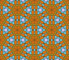 nahtloses muster der geometrischen blume des abstrakten bunten gekritzels. Blumenhintergrund. Kaleidoskop-Mosaik, Geo-Fliese aus dünner Linienverzierung. vektor