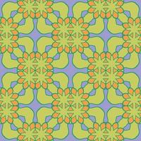 nahtloses muster der geometrischen blume des abstrakten bunten gekritzels. Blumenhintergrund. Kaleidoskop-Mosaik, Geo-Fliese aus dünner Linienverzierung. vektor