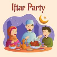 iftar-dinner mit familienkonzept vektor