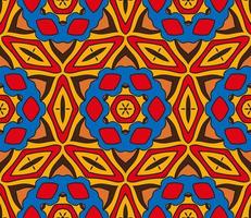 nahtloses muster der geometrischen blume des abstrakten bunten gekritzels. Blumenhintergrund. Kaleidoskop-Mosaik, Geo-Fliese aus dünner Linienverzierung. vektor