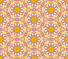 nahtloses muster der geometrischen blume des abstrakten bunten gekritzels. Blumenhintergrund. Kaleidoskop-Mosaik, Geo-Fliese aus dünner Linienverzierung. vektor