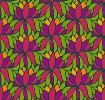 Blumennahtloses Muster mit Lotus und grünen Blättern. bunter tropischer hintergrund mit fantasieblumen. tropische nahtlose Muster. vektor