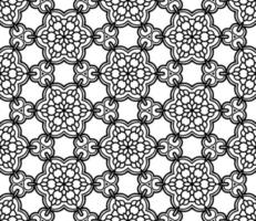 nahtloses muster der geometrischen blume des abstrakten bunten gekritzels. Blumenhintergrund. Kaleidoskop-Mosaik, Geo-Fliese aus dünner Linienverzierung. vektor