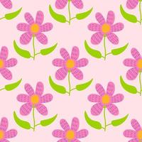 niedliche Cartoon-Tupfenblumen im nahtlosen Muster der flachen Art. Blumenhintergrund im kindlichen Stil. vektor