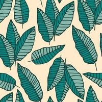 tropisk bakgrund med handritade palmblad. tropiska sömlösa mönster. vektor