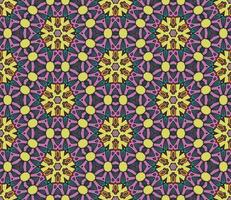 nahtloses muster der geometrischen blume des abstrakten bunten gekritzels. Blumenhintergrund. Kaleidoskop-Mosaik, Geo-Fliese aus dünner Linienverzierung. vektor