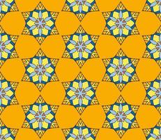 nahtloses muster der geometrischen blume des abstrakten bunten gekritzels. Blumenhintergrund. Kaleidoskop-Mosaik, Geo-Fliese aus dünner Linienverzierung. vektor