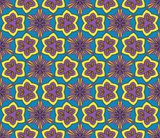 nahtloses muster der geometrischen blume des abstrakten bunten gekritzels. Blumenhintergrund. Kaleidoskop-Mosaik, Geo-Fliese aus dünner Linienverzierung. vektor