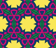 nahtloses muster der geometrischen blume des abstrakten bunten gekritzels. Blumenhintergrund. Kaleidoskop-Mosaik, Geo-Fliese aus dünner Linienverzierung. vektor