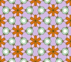 nahtloses muster der geometrischen blume des abstrakten bunten gekritzels. Blumenhintergrund. Kaleidoskop-Mosaik, Geo-Fliese aus dünner Linienverzierung. vektor