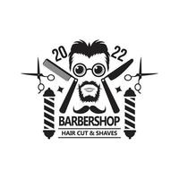 Barbershop-Logo mit Barber Pole im Vintage-Stil. Vektorvorlage vektor