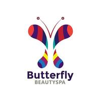 butterfly beauty spa vektor logotyp mall. denna logotyp symboliserar något vackert, mjukt, lugnt, natur, metamorfos, färgstarkt och elegant.