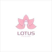 kvinnlig lotuslogotyp för yoga och andlig meditationslogotyp vektor