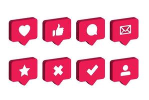 3d pratbubbla set med olika sociala medier ikoner vektor