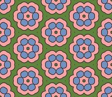 nahtloses muster der geometrischen blume des abstrakten bunten gekritzels. Blumenhintergrund. Kaleidoskop-Mosaik, Geo-Fliese aus dünner Linienverzierung. vektor