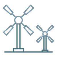 Windmühlenlinie zweifarbiges Symbol vektor